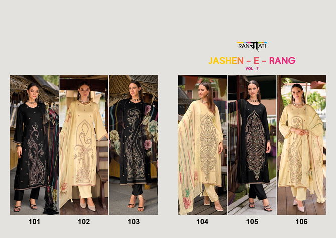 Jashen E Rang vol 7 By Rangati Embroidery Pashmina Designer Salwar Suits Wholesale Shop In Surat
